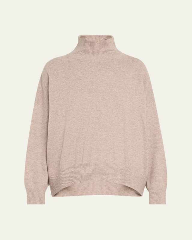 Cashmere Drop-Shoulder Turtleneck Sweater